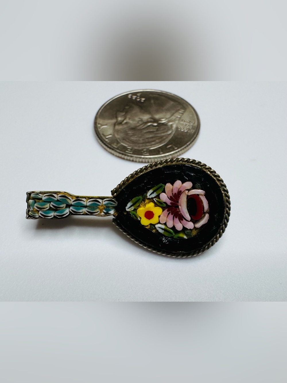 Vintage Micro-Mosaic Mandolin Brooch